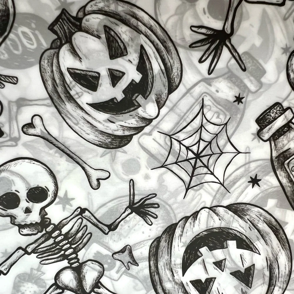 Halloween Charcoal Sketch Images Peva Shower Curtain Metal Grommets Black Potion